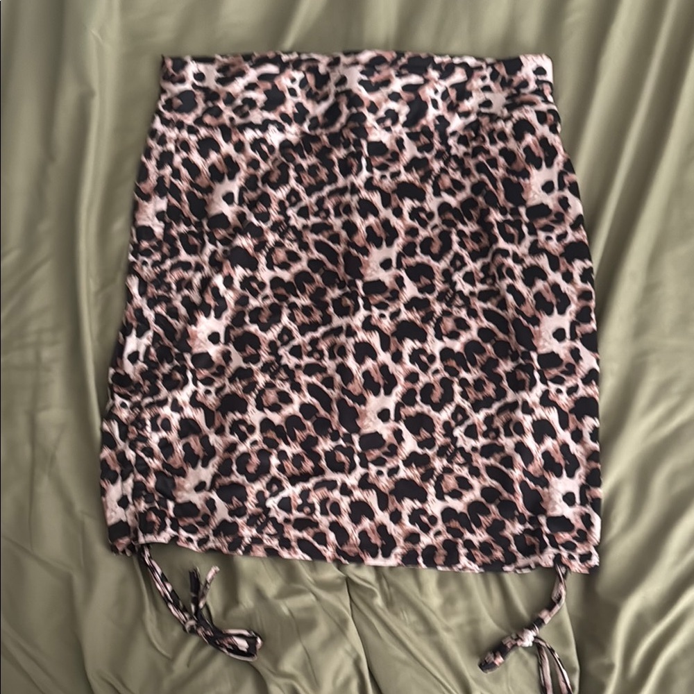 Black and Brown Ruched Tie Front Pencil Skirt for Night Out